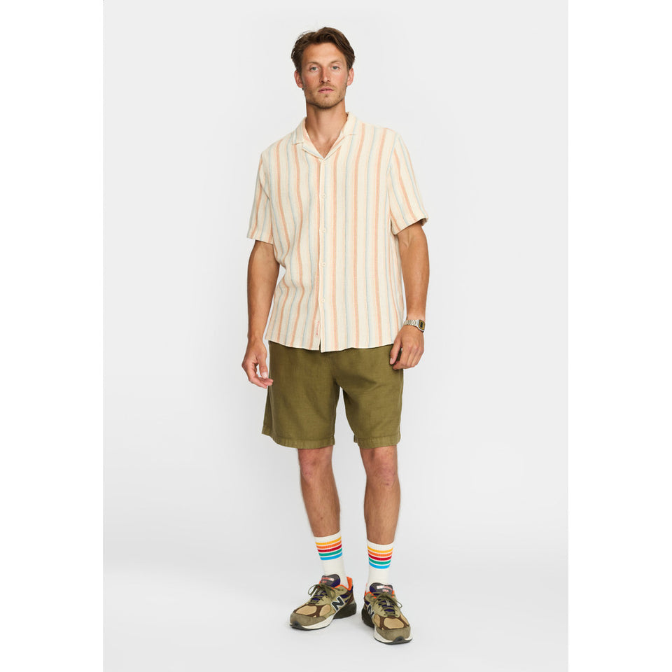 Revolution Short Sleeved Cuban Shirt Wit Heren