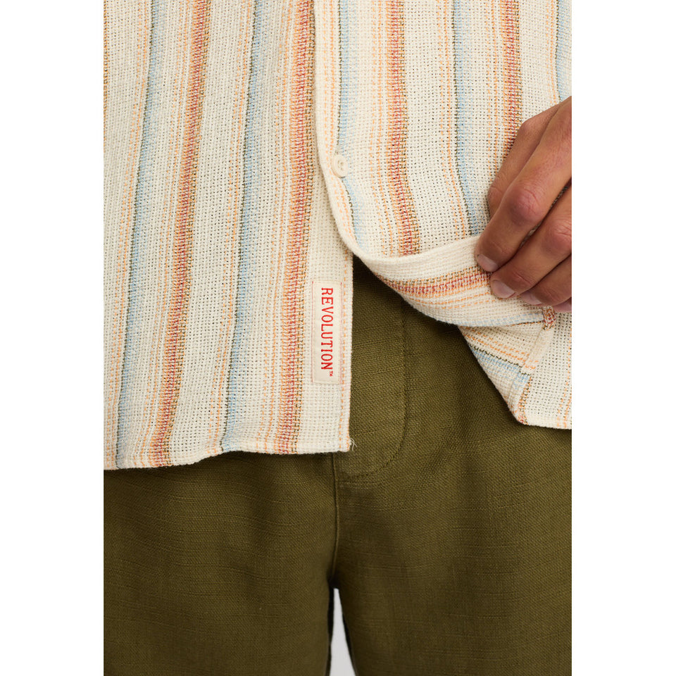 Revolution Short Sleeved Cuban Shirt Wit Heren