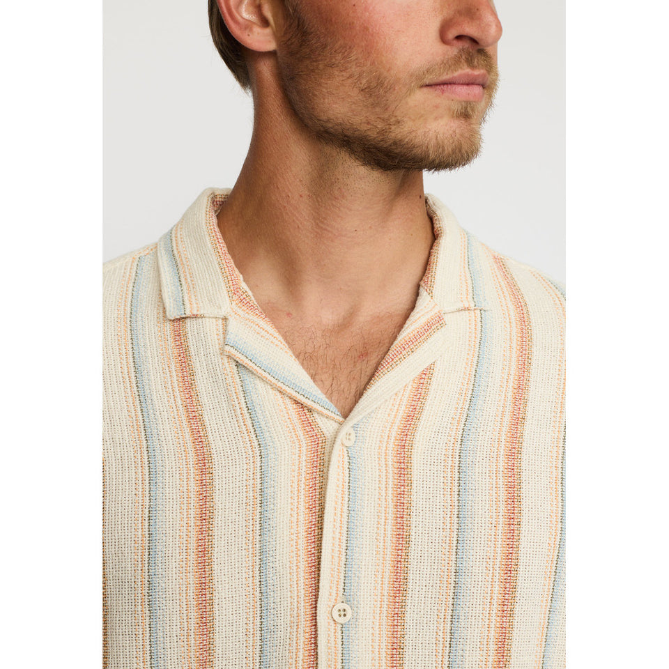 Revolution Short Sleeved Cuban Shirt Wit Heren