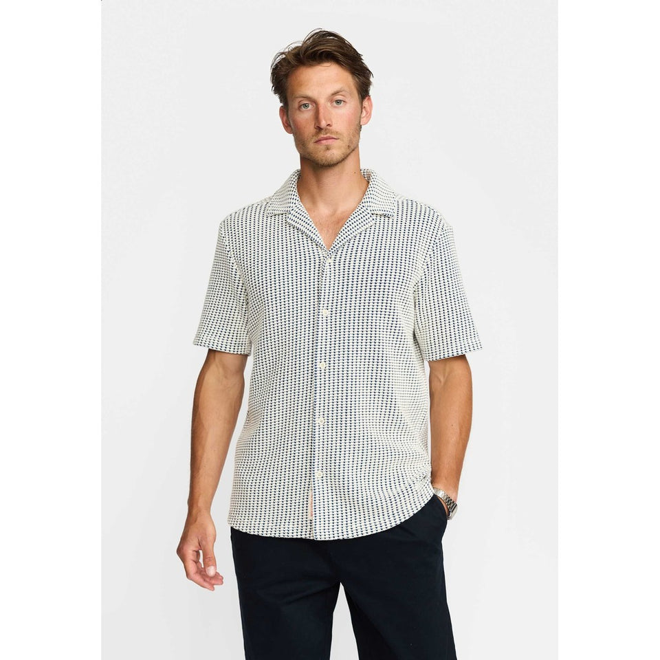 Revolution Short Sleeved Cuban Shirt Wit Heren