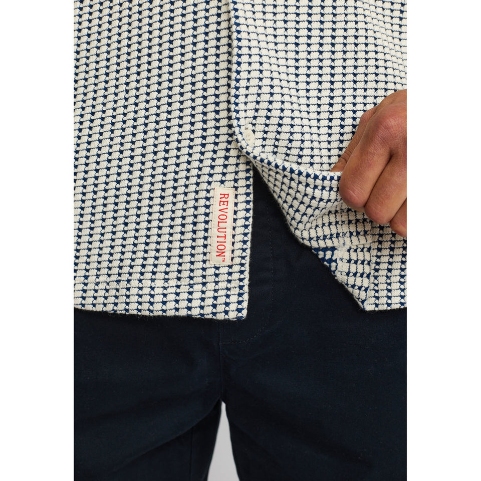 Revolution Short Sleeved Cuban Shirt Wit Heren