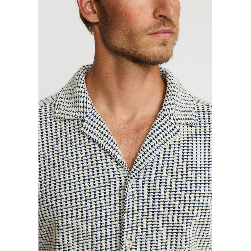 Revolution Short Sleeved Cuban Shirt Wit Heren