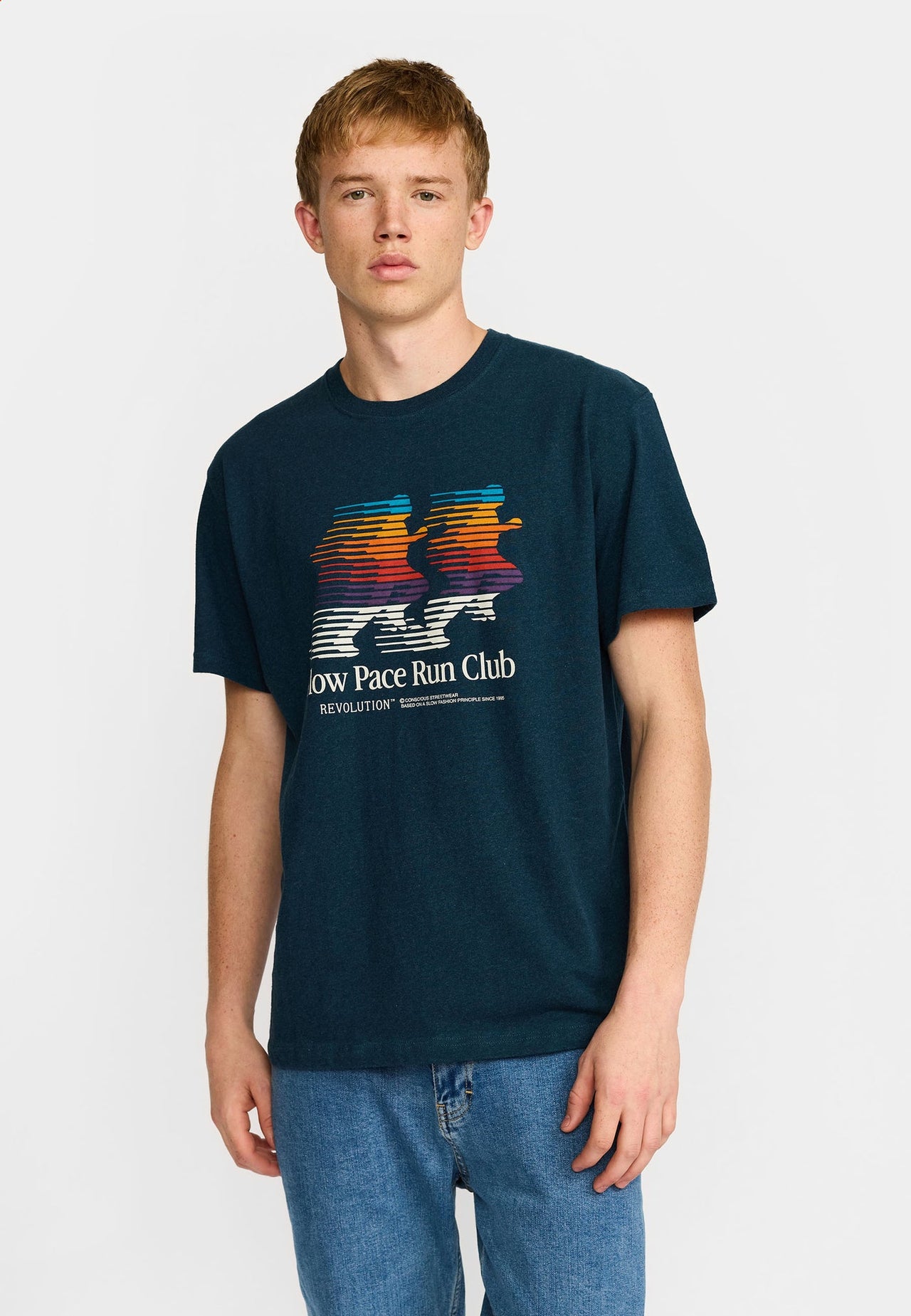Revolution Slo T-shirt Donkergroen Heren