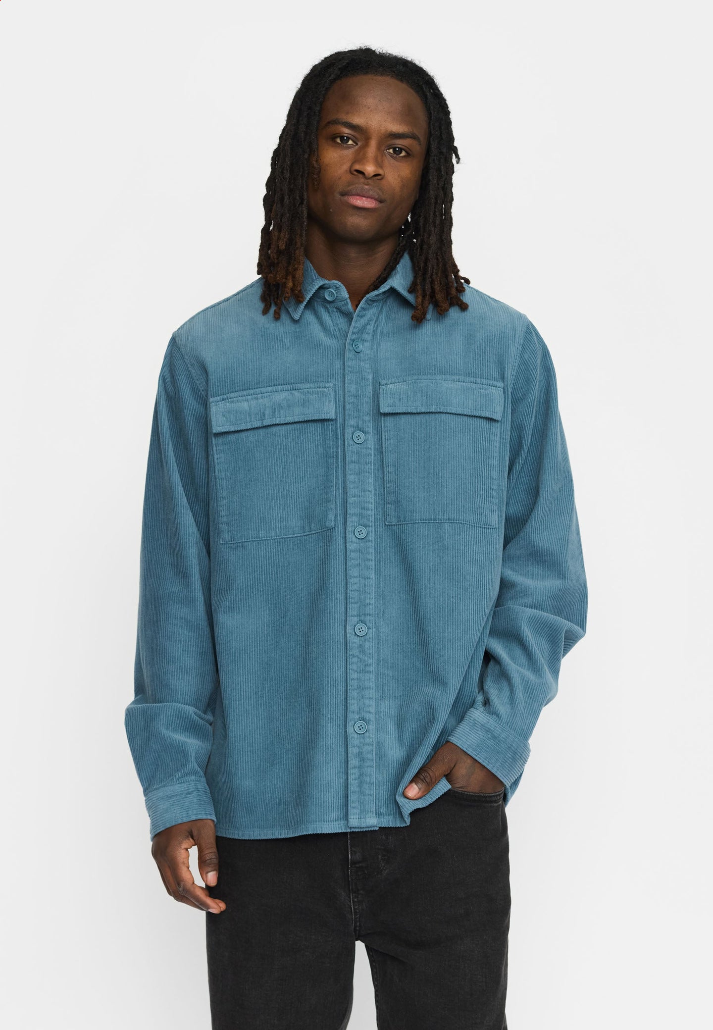Revolution Utility Ribcord Shirt Blauw Heren