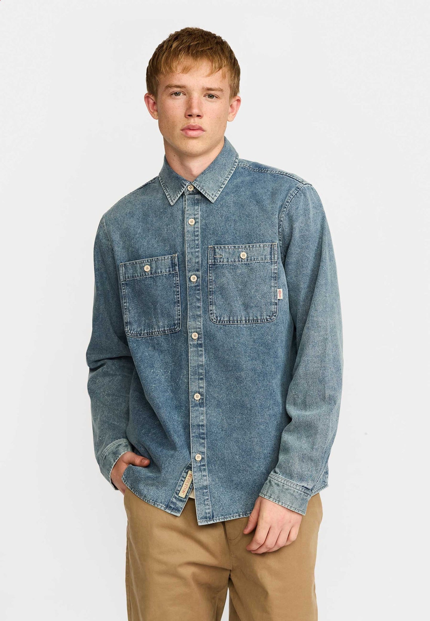 Revolution Worker Shirt Blauw Heren