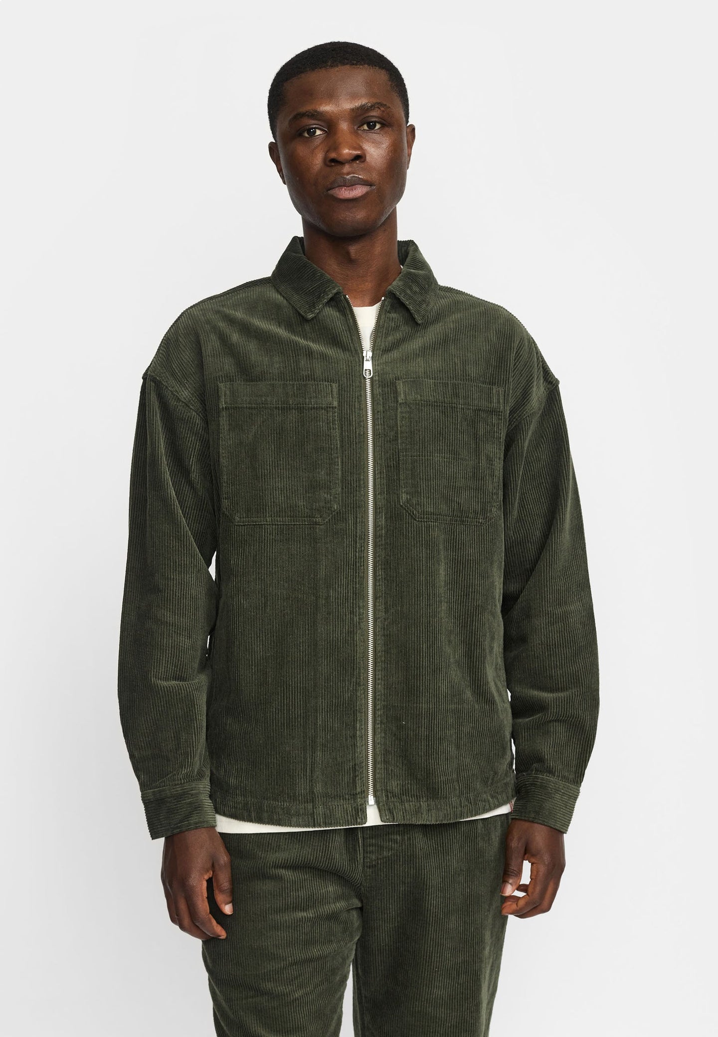 Revolution Zip Worker Shirt Donkergroen Heren