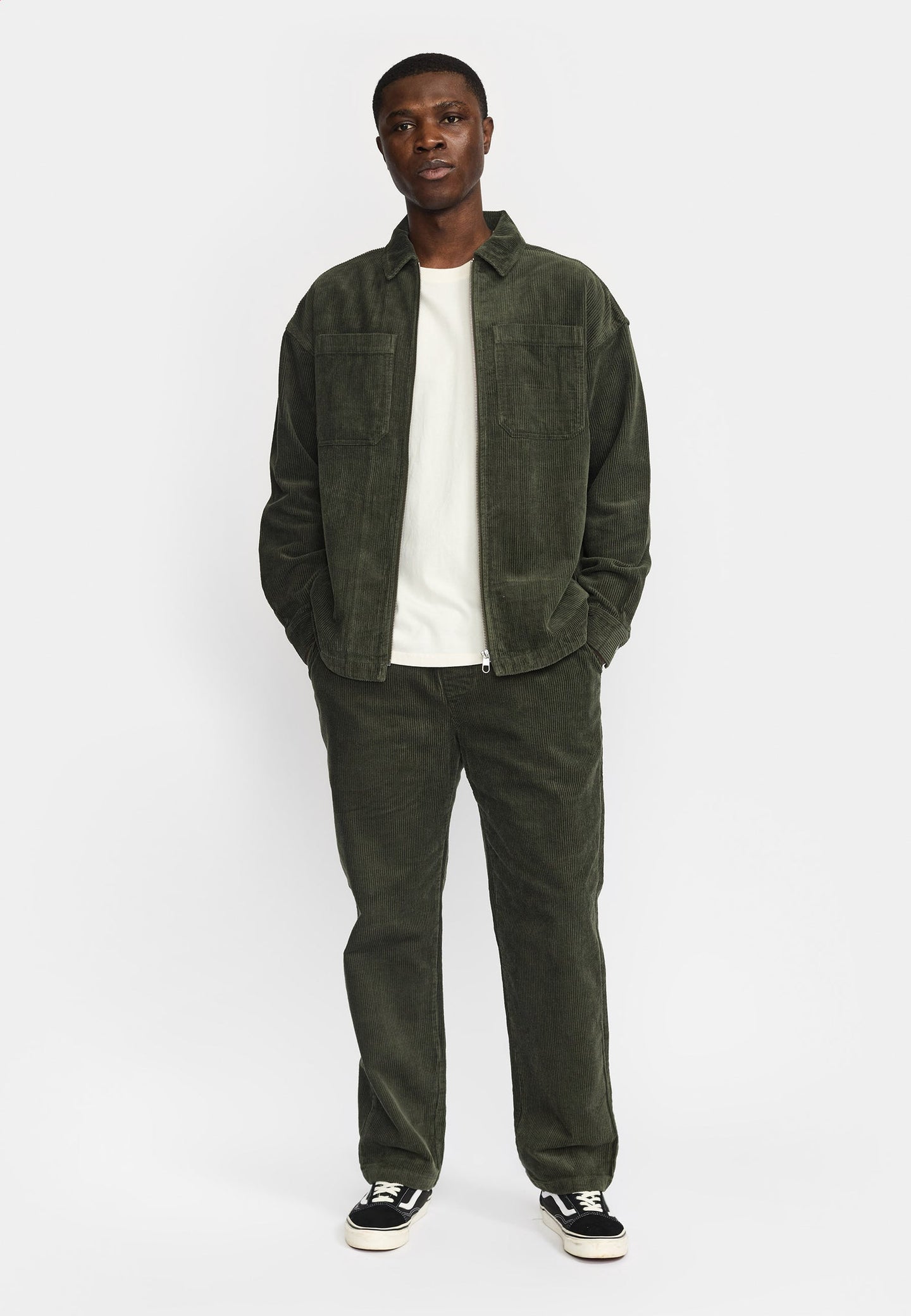 Revolution Zip Worker Shirt Donkergroen Heren