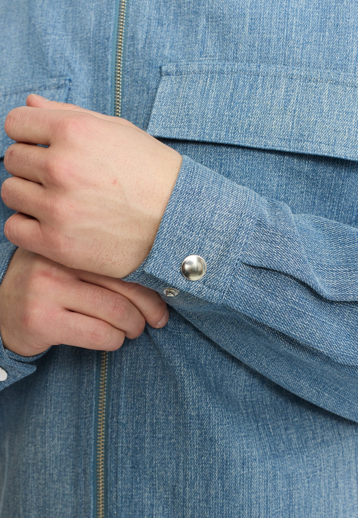 Zipped denim worker shirt