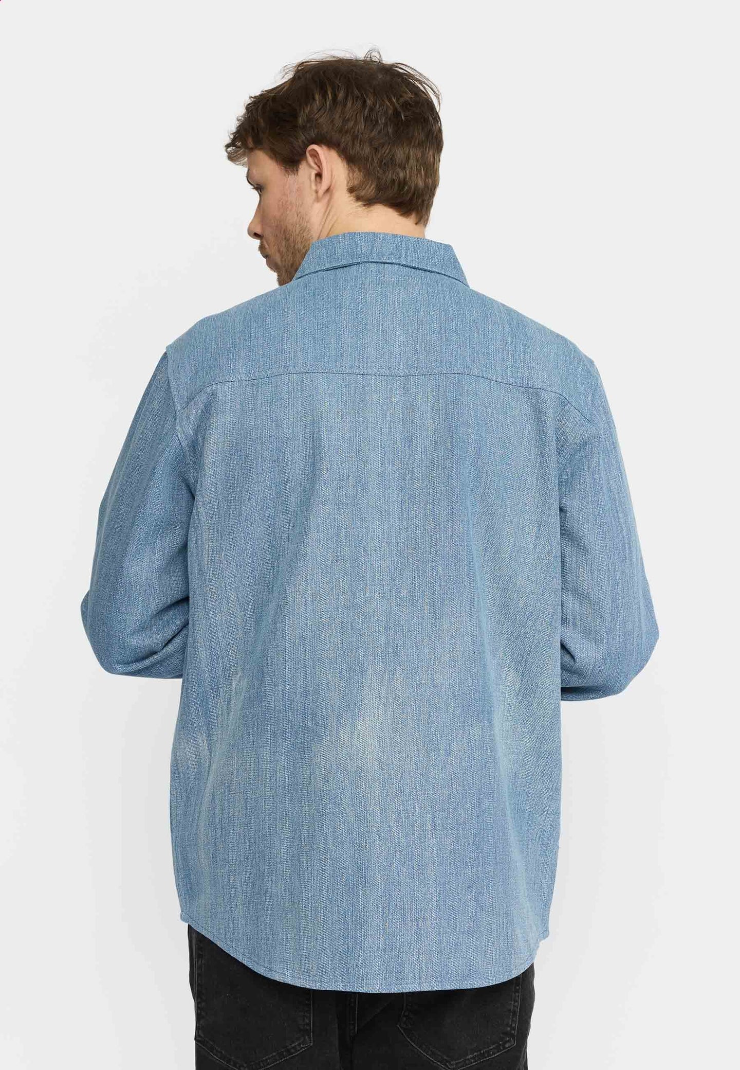 Zipped denim worker shirt