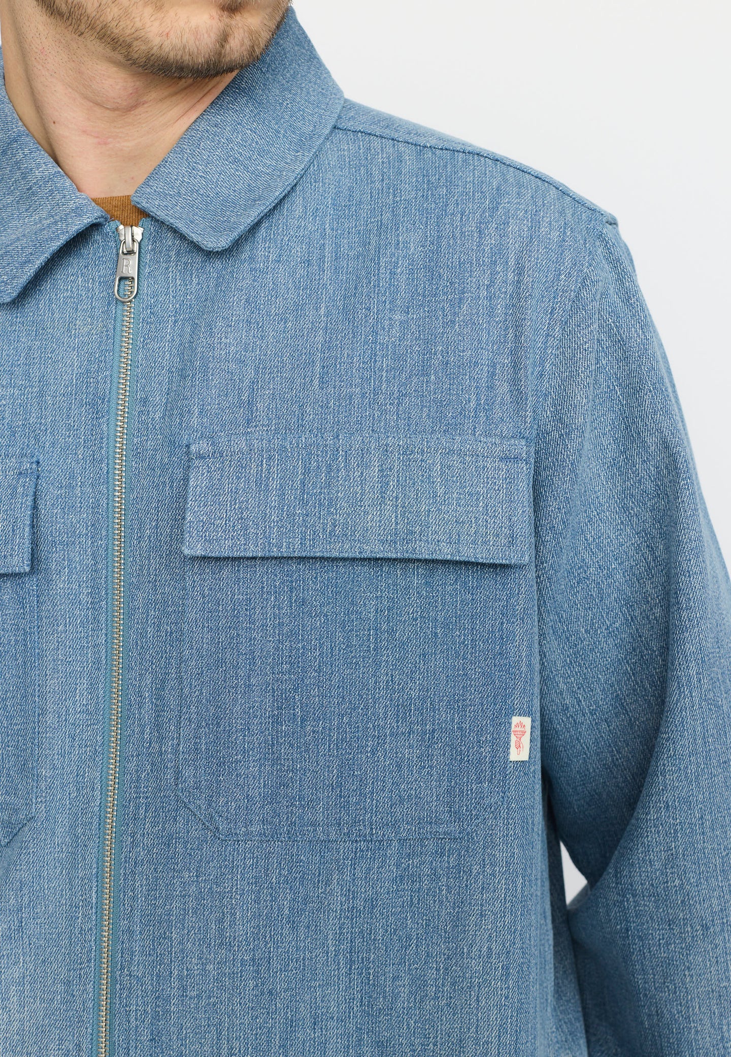 Zipped denim worker shirt