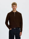 Dane ls knit stuc half zip polo
