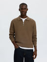 Selected Dane Ls Knit Stuc Half Zip Polo G
