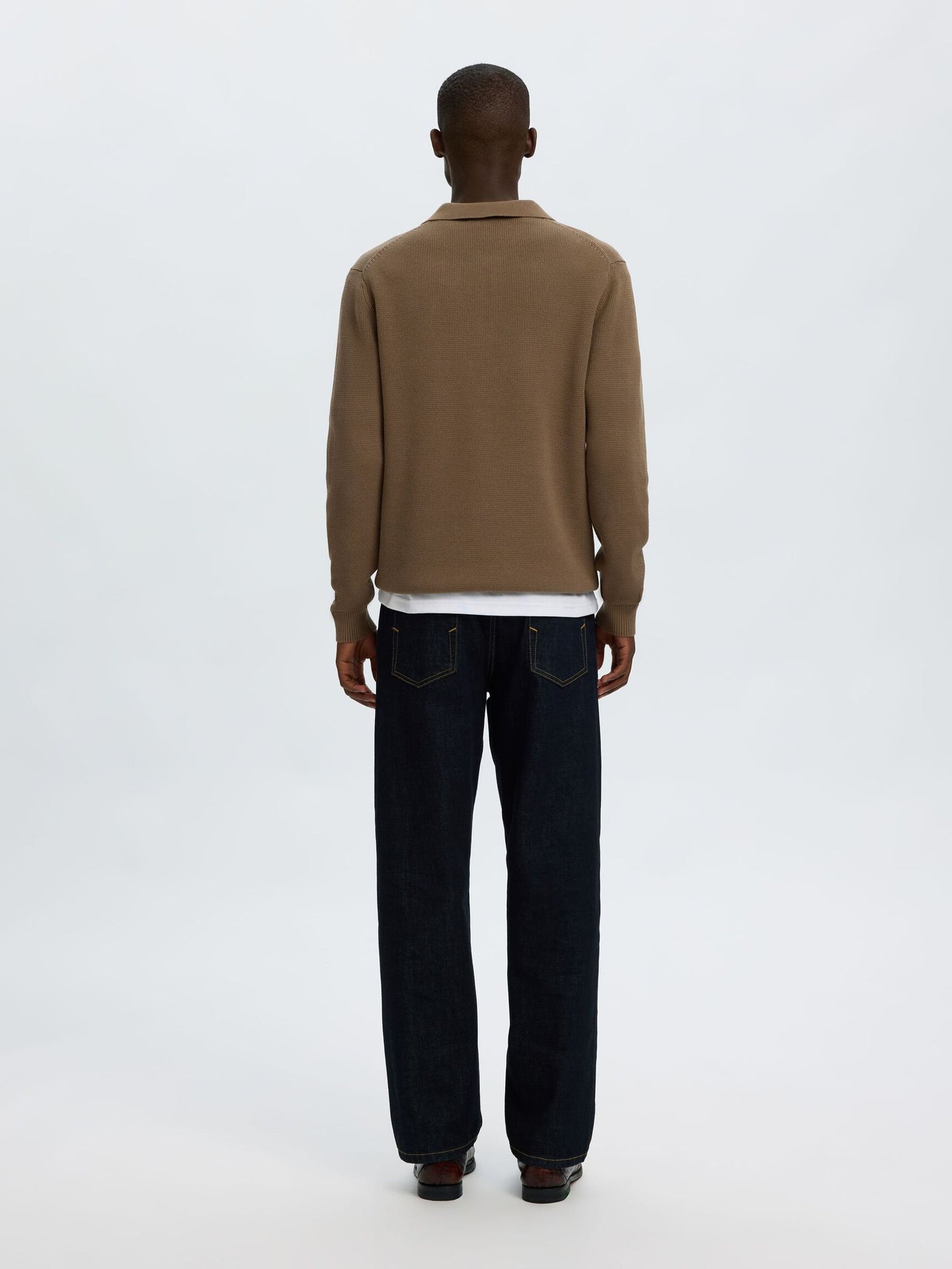 Selected Dane Ls Knit Stuc Half Zip Polo G