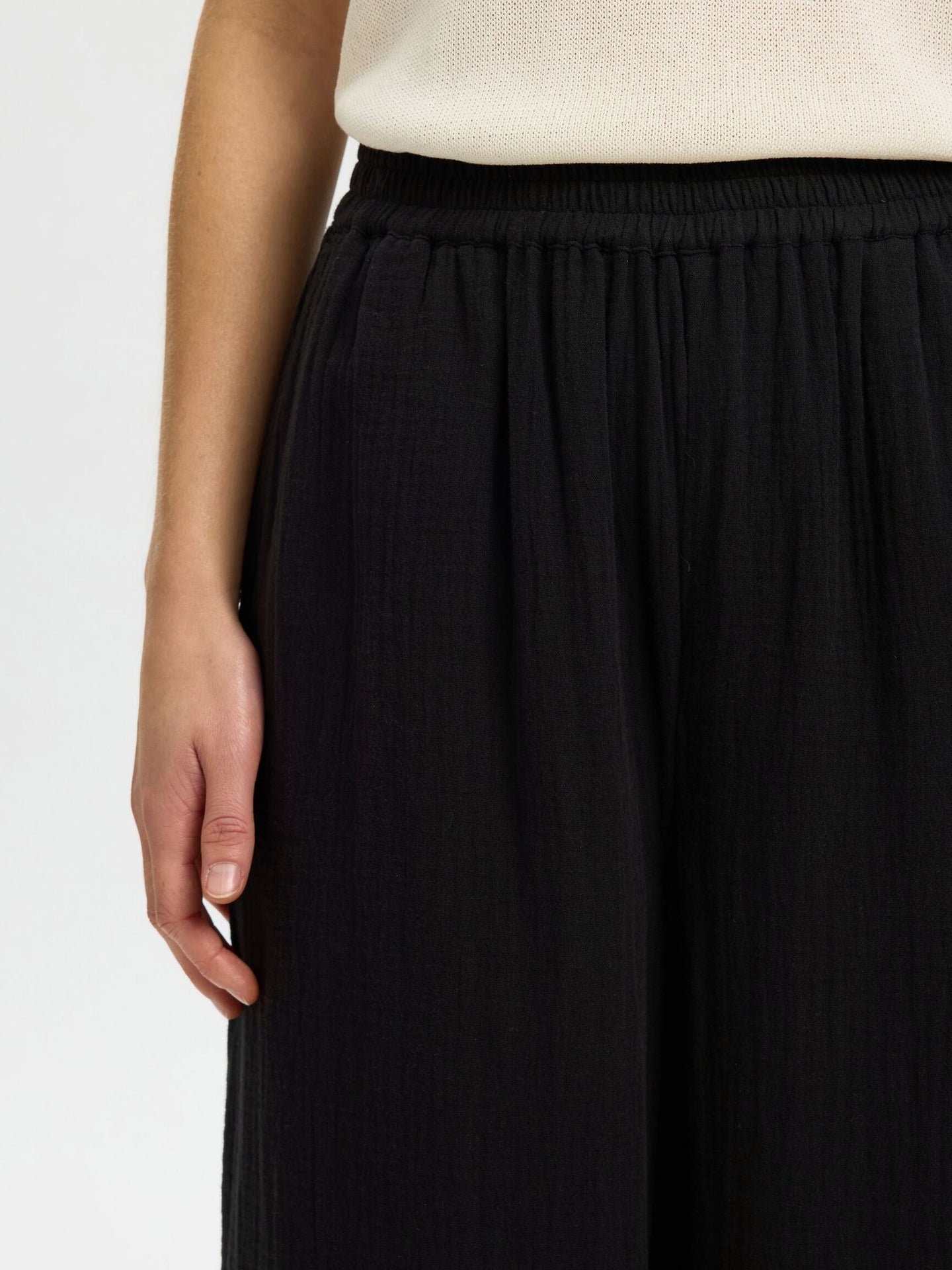 Selected Femme Fannie Hw Wide Pant Zwart Dames