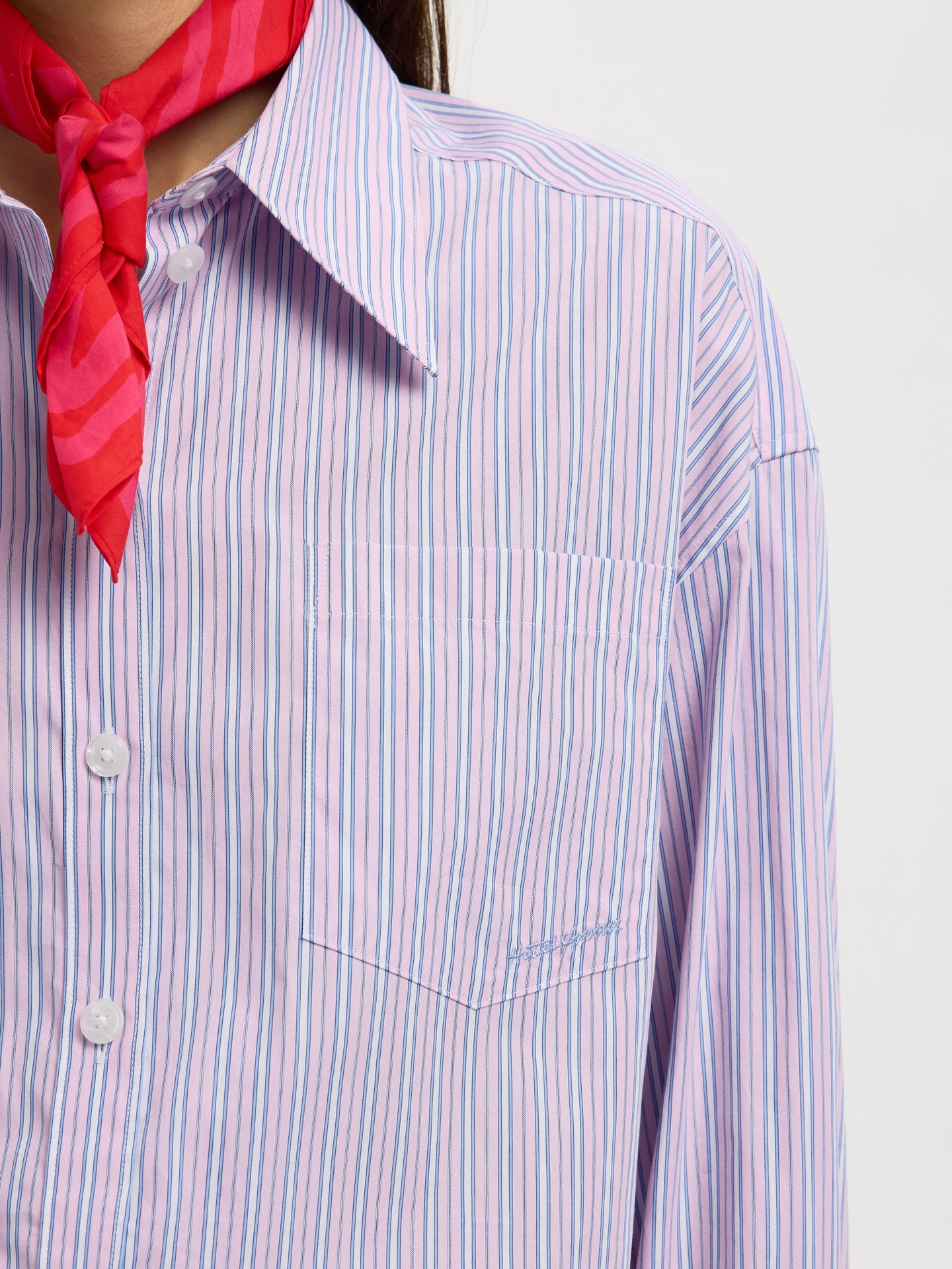 Selected Femme Hotel Amour Oversize Ls Shirt Roze Dames