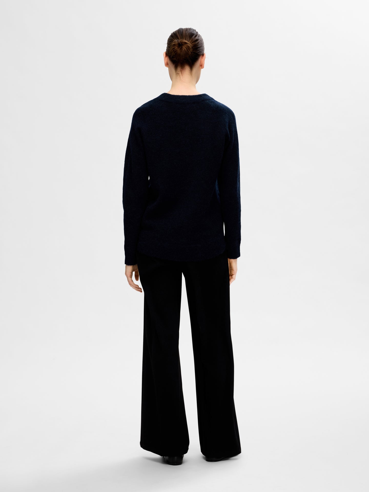 Selected Femme Lulu Ls Knit O-neck Donkerblauw Dames