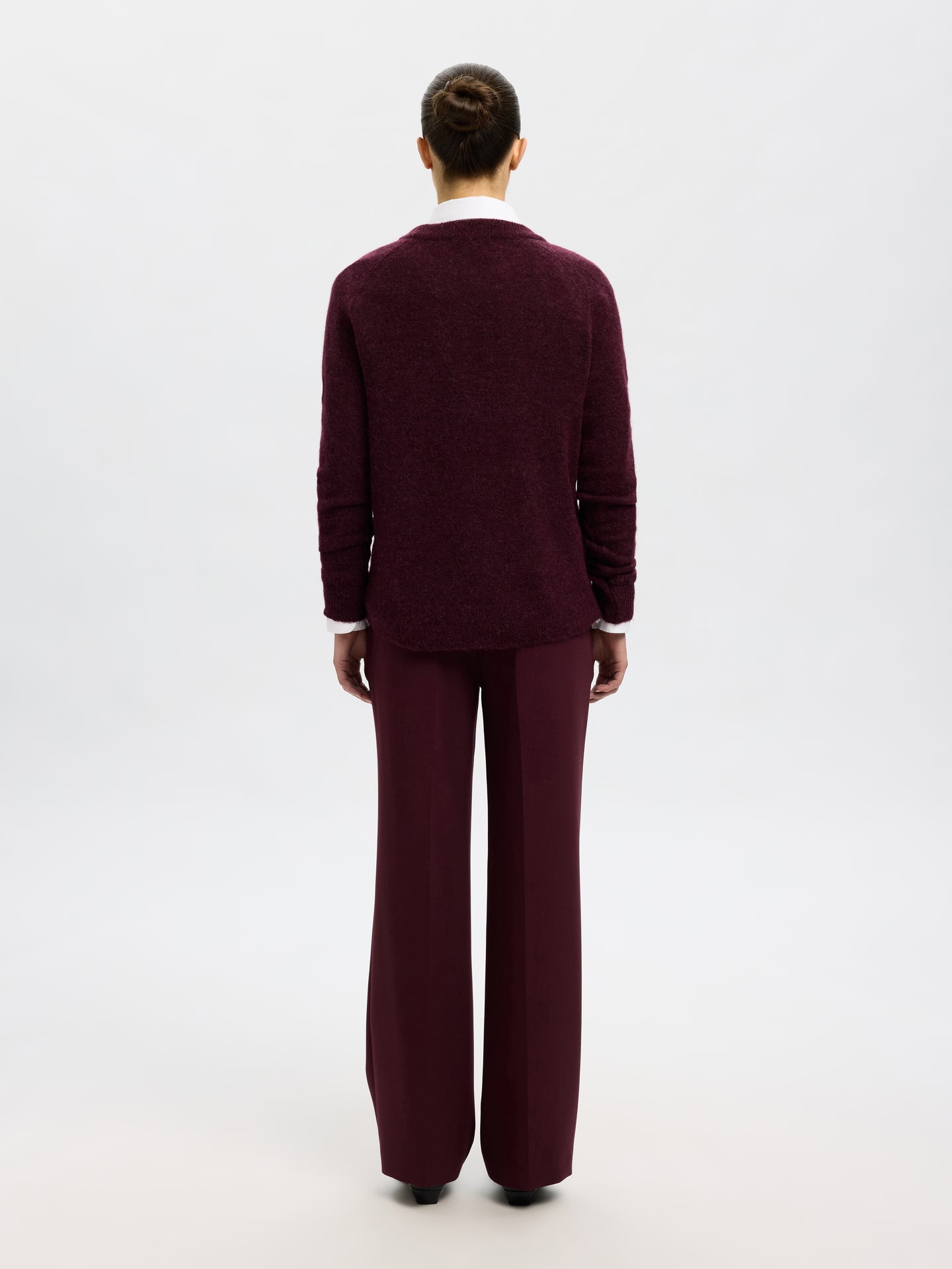 Selected Femme Lulu Ls Knit O-neck Donkerrood Dames