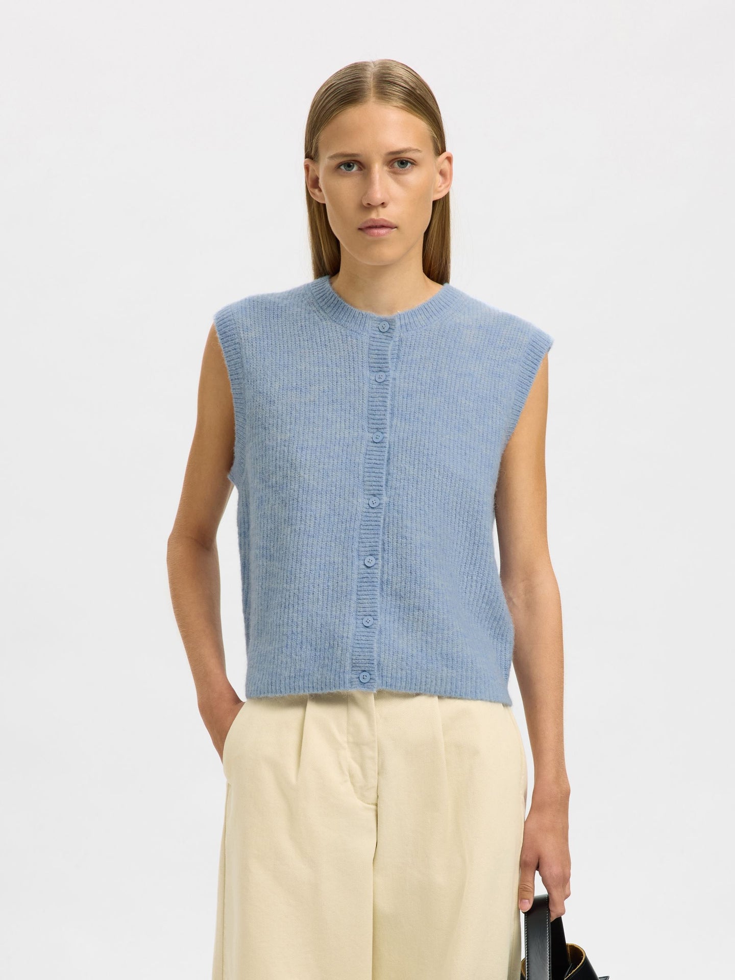 Lulu sl button o-neck vest