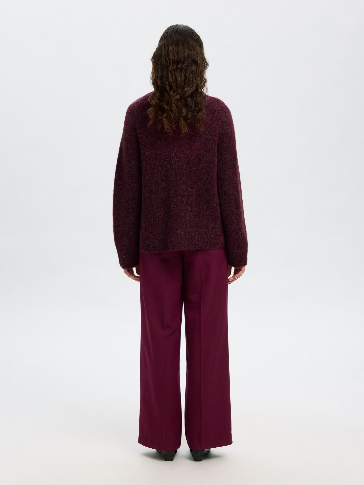 Selected Femme Sia Ras Ls Knit Donkerrood Dames