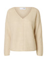 Selected Femme Sia Ras Ls Knit V-neck Wit Dames