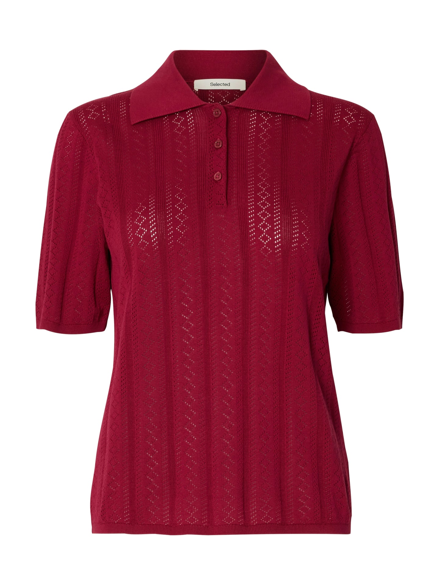 Selected Femme Toledo Structure 2/4 Knit Polo Roze Dames