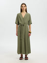 Selected Femme Viva Regular Linen Blend Dress Groen Dames