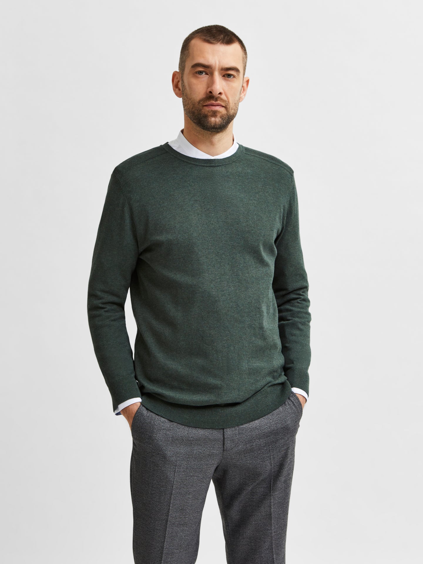 Selected Homme Berg Crewneck Donkergroen Heren