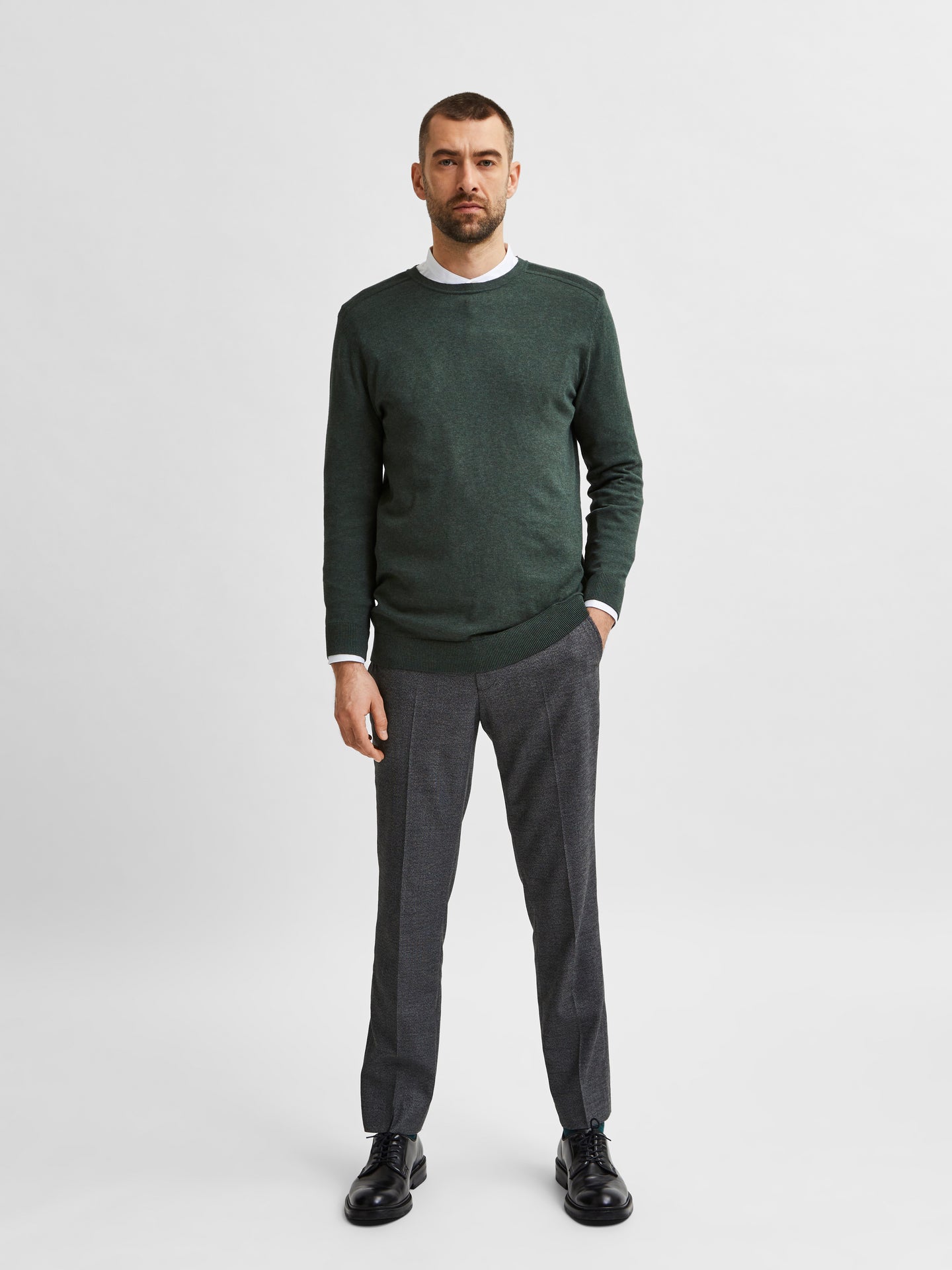 Selected Homme Berg Crewneck Donkergroen Heren