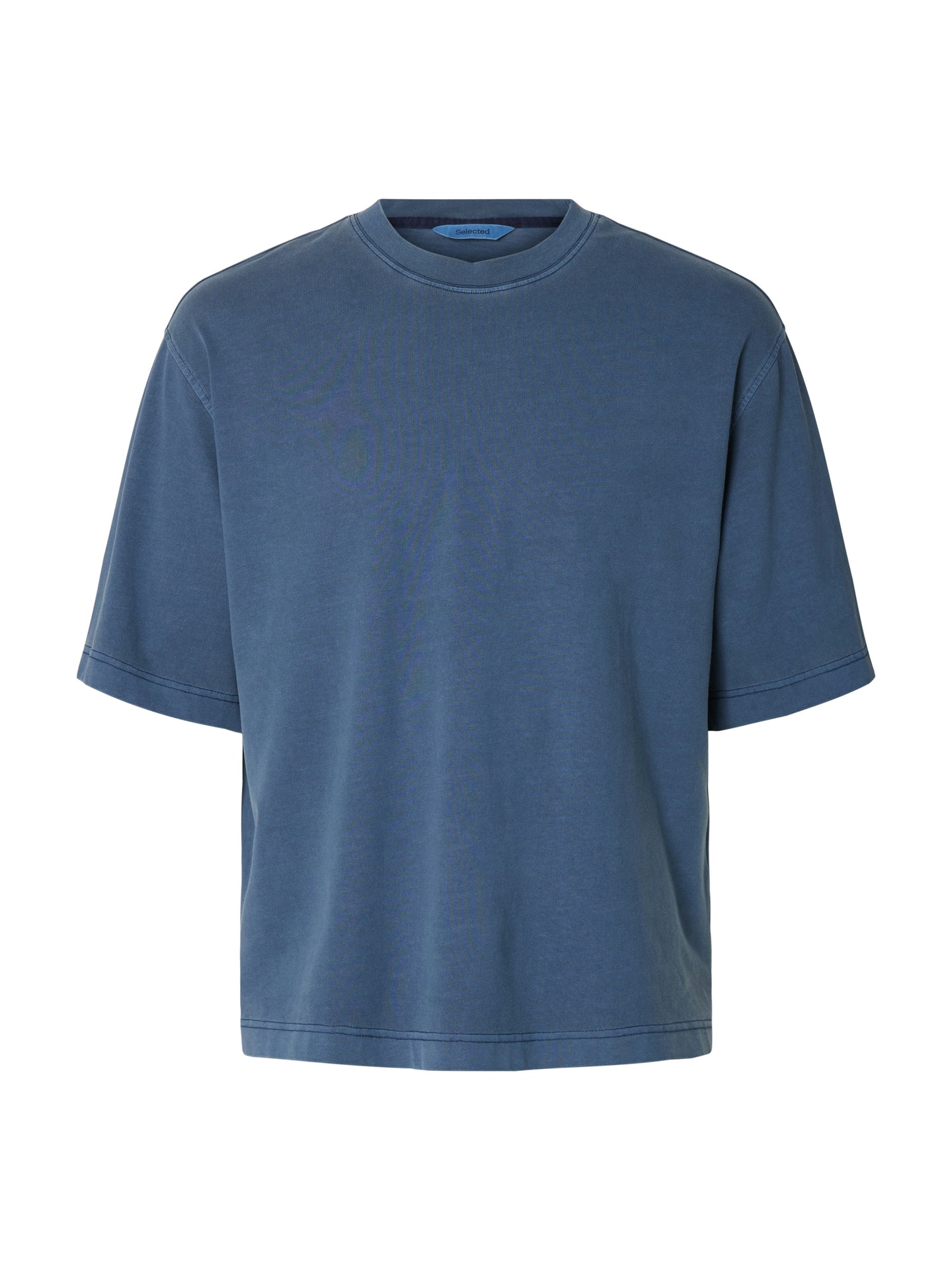 Selected Homme Boxy Cory Ss Oneck Tee Blauw Heren