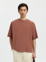 Selected Homme Boxy Cory Ss Oneck Tee Rood Heren