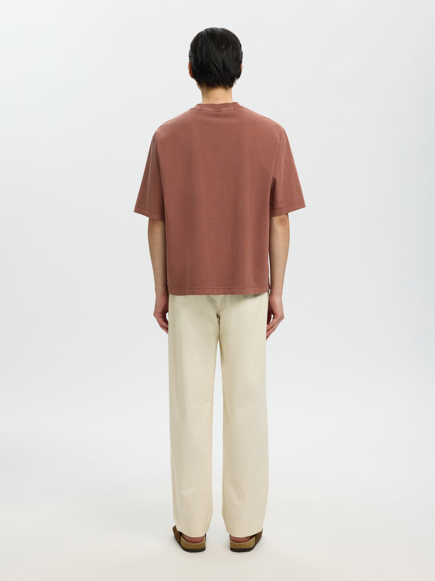 Selected Homme Boxy Cory Ss Oneck Tee Rood Heren