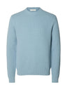Selected Homme Dane Ls Knit Structure Crew Neck Lichtblauw Heren