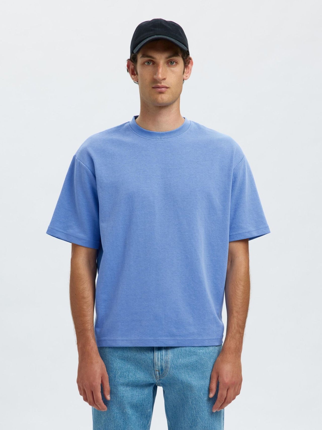 Selected Homme Loose Oscar Tee Blauw Heren