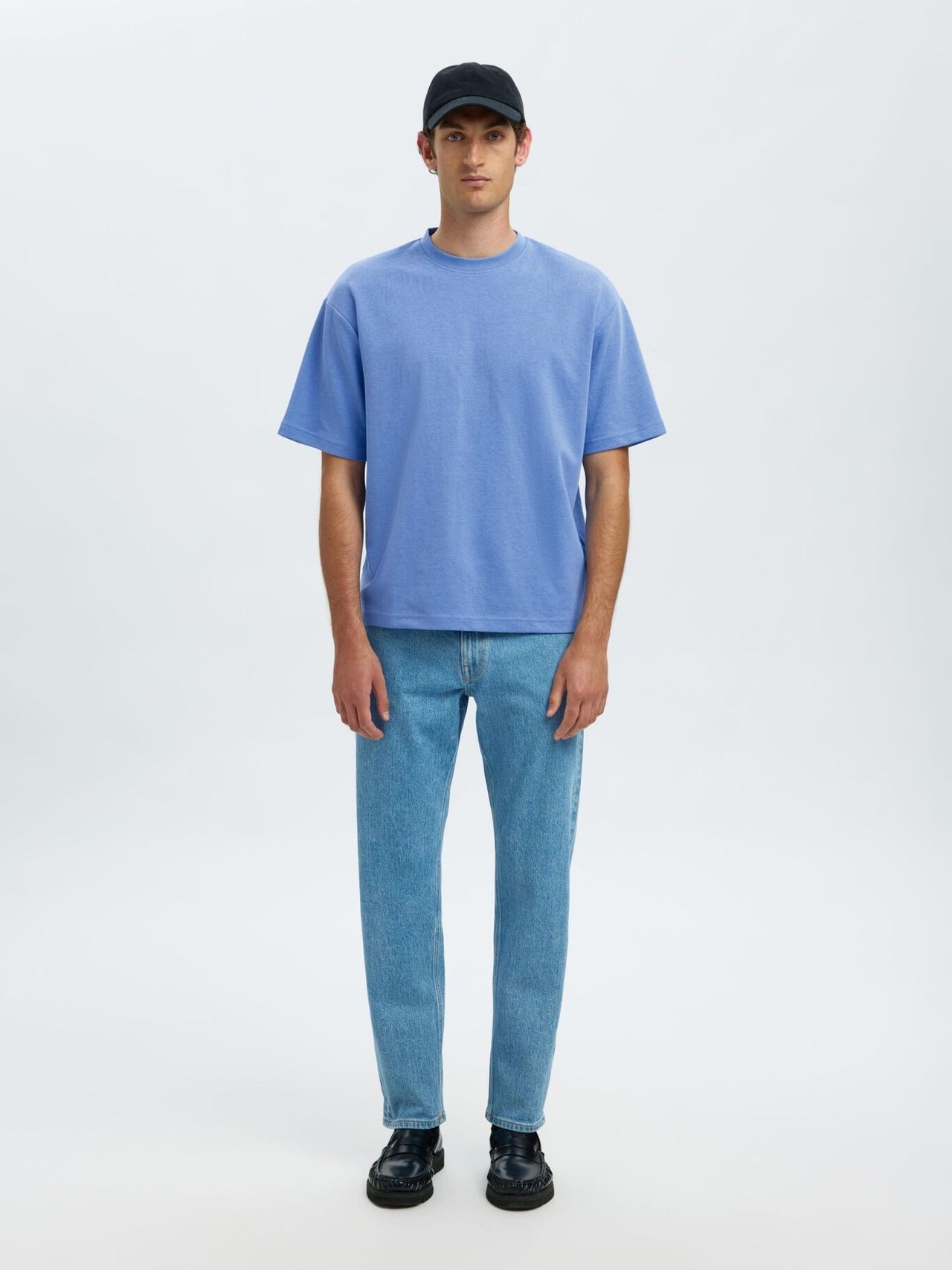 Selected Homme Loose Oscar Tee Blauw Heren