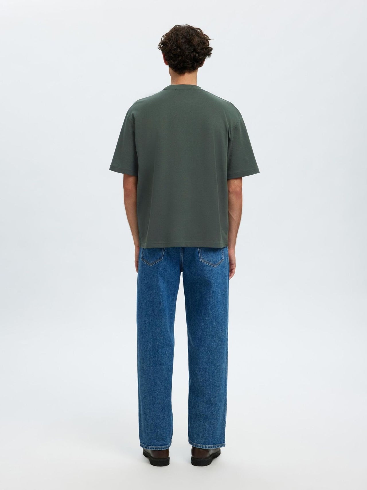 Selected Homme Loose Oscar Tee Donkergroen Heren