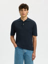 Selected Homme Mattis Ss Knit New Cable Polo Donkerblauw Heren