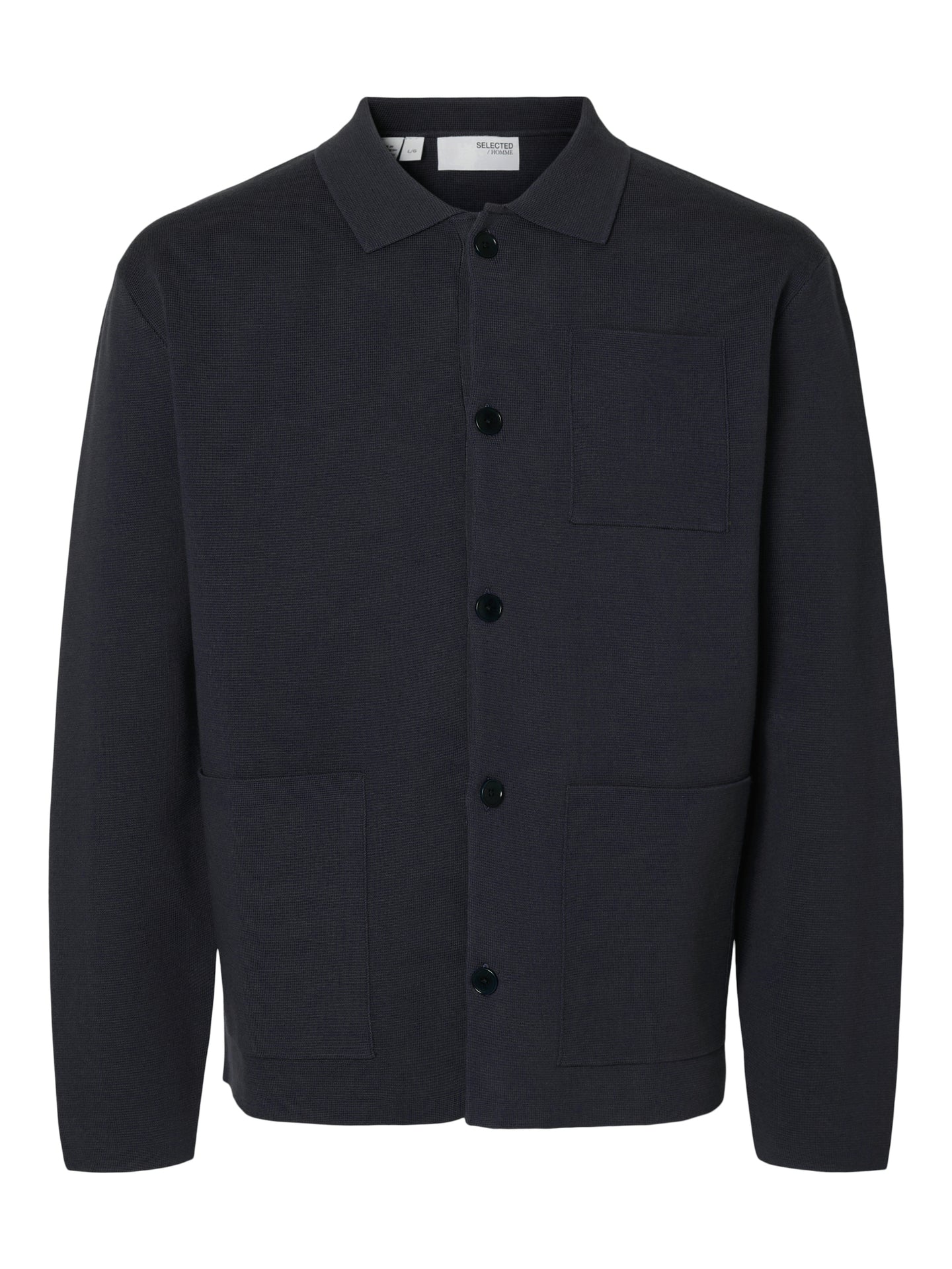 Selected Homme Mike Light Ls Knit Polo Cardigan Donkerblauw Heren