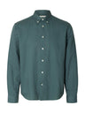 Selected Homme Reg Clay Linen Blend Ls Shirt Groen Heren