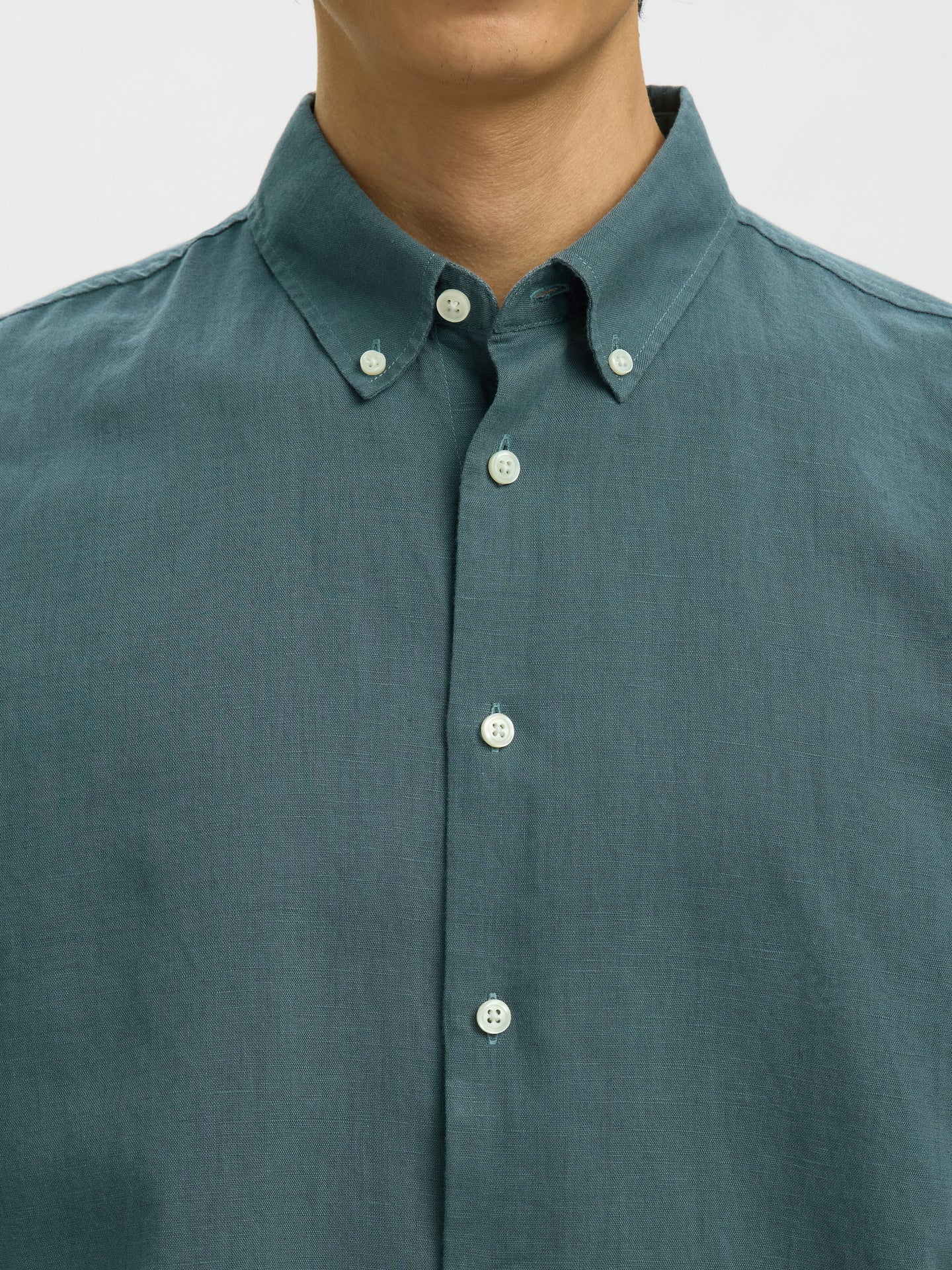 Selected Homme Reg Clay Linen Blend Ls Shirt Groen Heren
