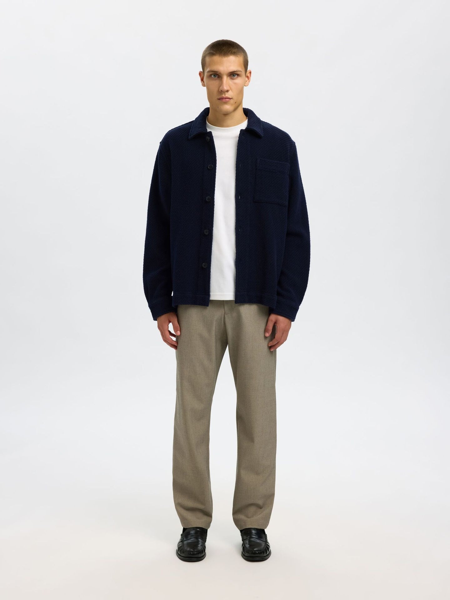 Selected Homme Reg Fred Structured Overshirt Donkerblauw Heren