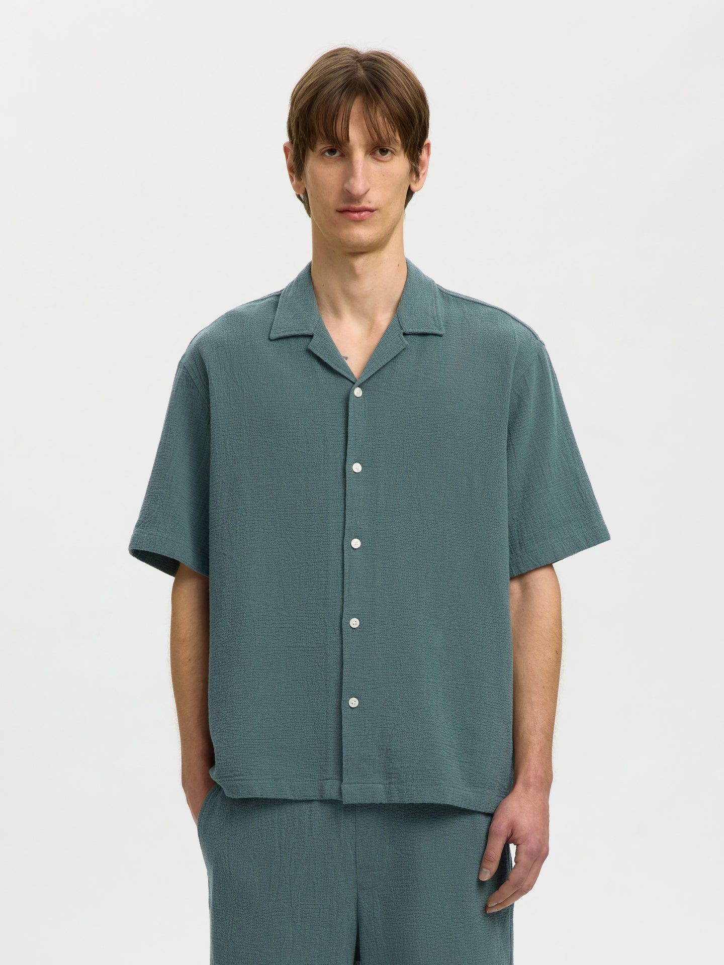 Selected Homme Rlx Cal Ss Shirt Blauw Heren