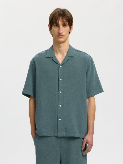 Selected Homme Rlx Cal Ss Shirt Blauw Heren