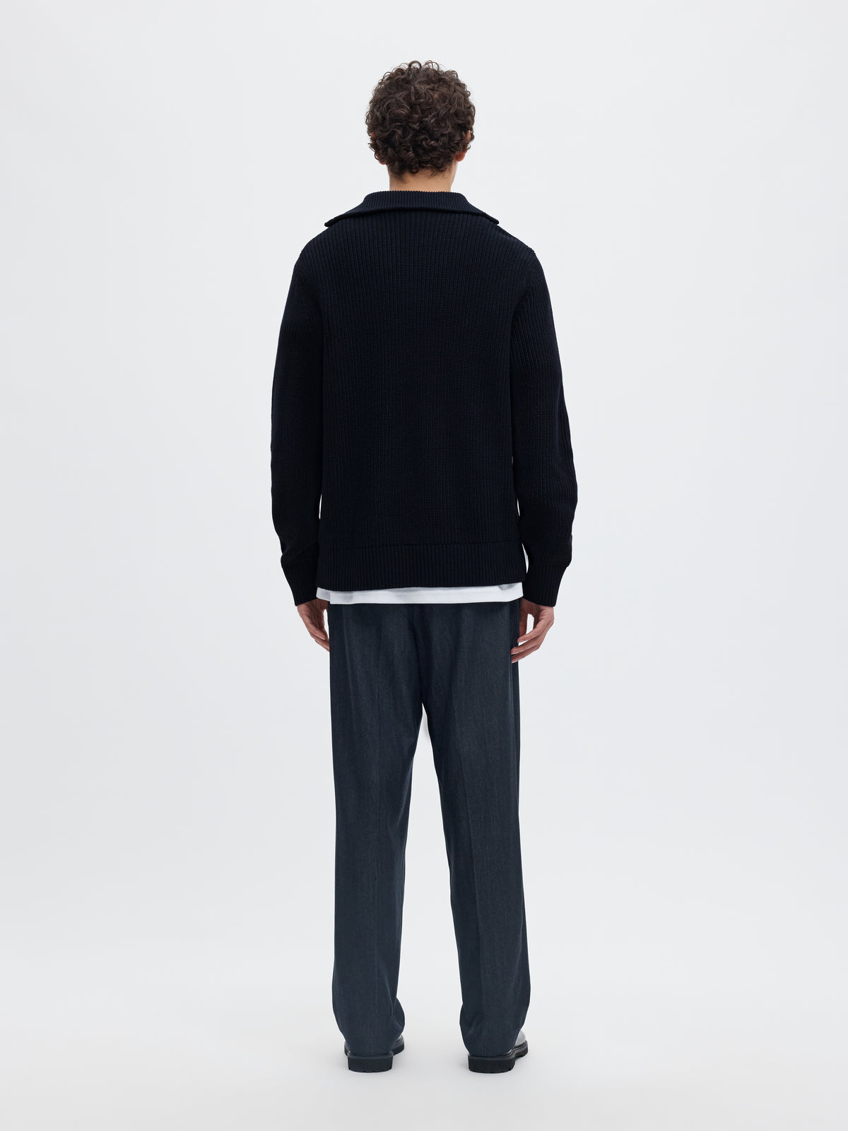 Selected Pim Ls Knit Half Zip Camp Donkerblauw Heren