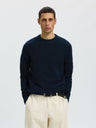 Selected Rai Ls Knit Crew Neck Donkerblauw Heren