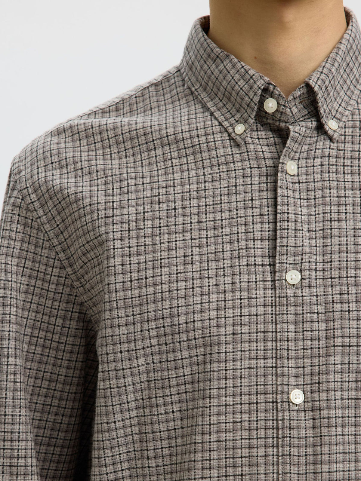 Selected Reg Cole Jay Ls Shirt Lichtgrijs Heren