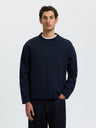 Selected Taj Heavy Ls Oneck Tee Donkerblauw Heren