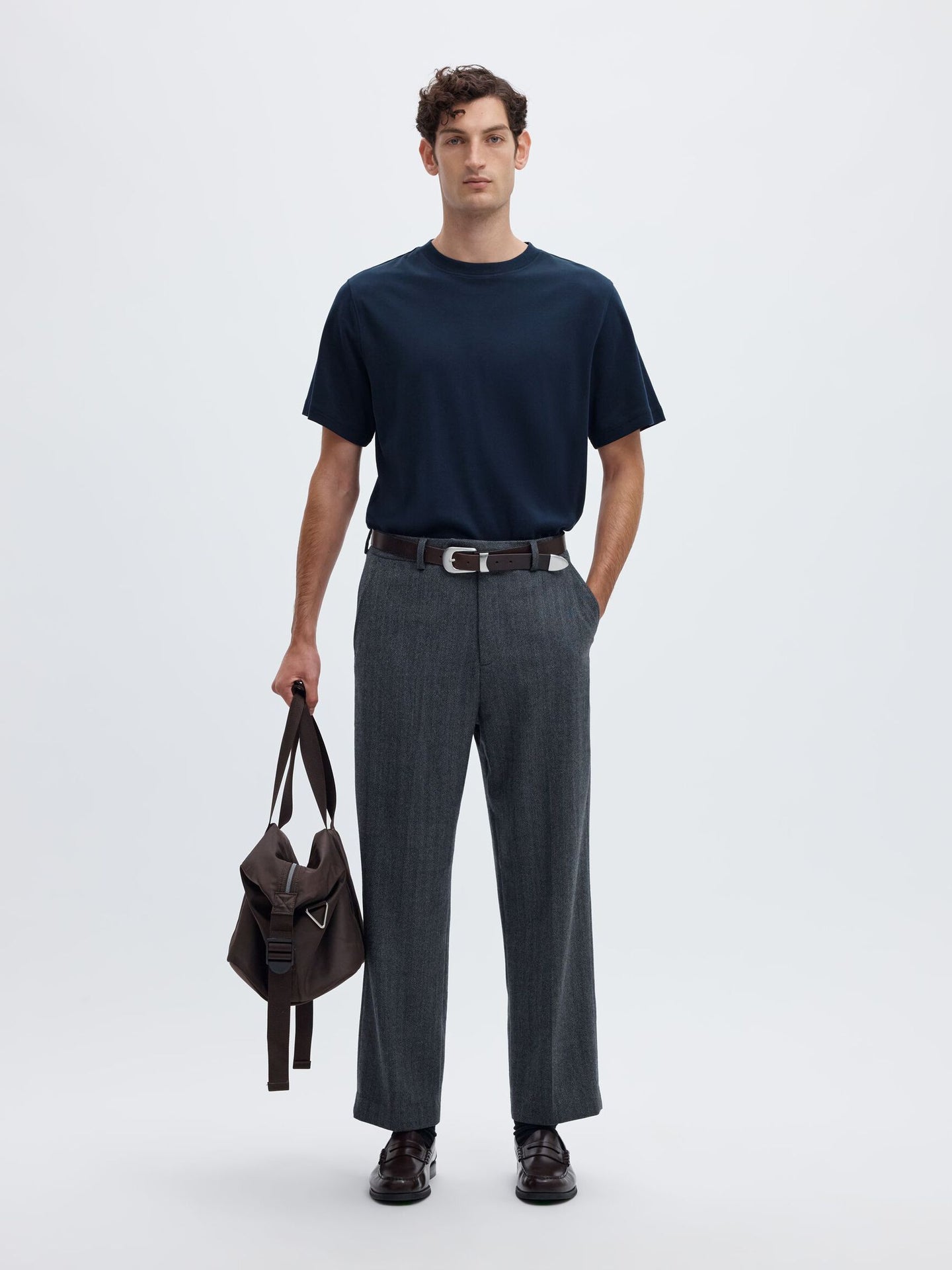 Selected Taj Peach Ss Oneck Tee Donkerblauw Heren
