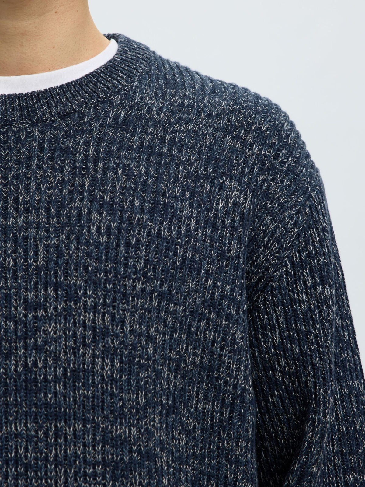Selected Tilum Ls Knit Donkerblauw Heren