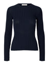 Selected Toledo Ls Knit Structure Oneck Donkerblauw Dames