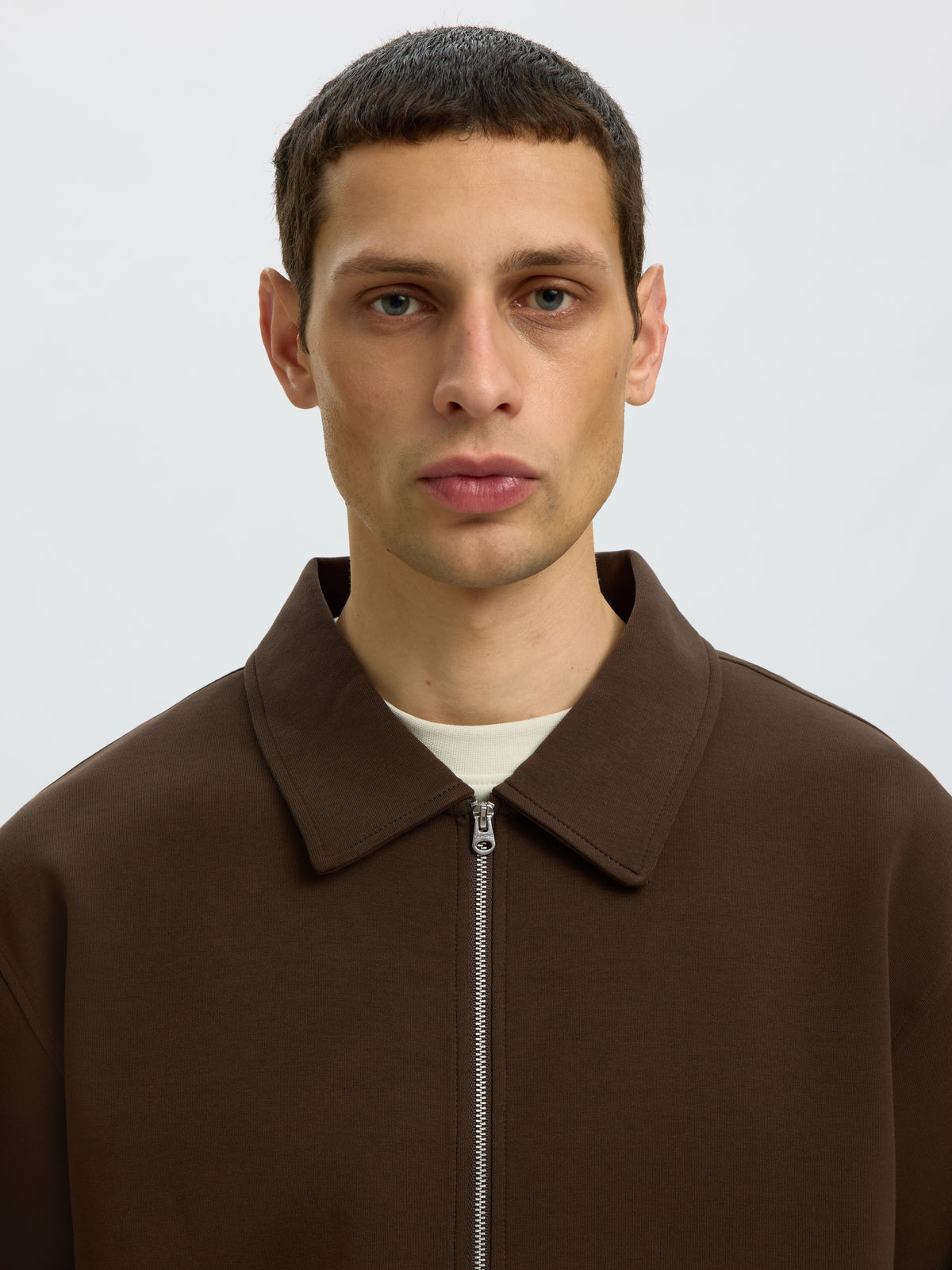 Selected Tom Soft Full Zip Sweat Donkerbruin Heren